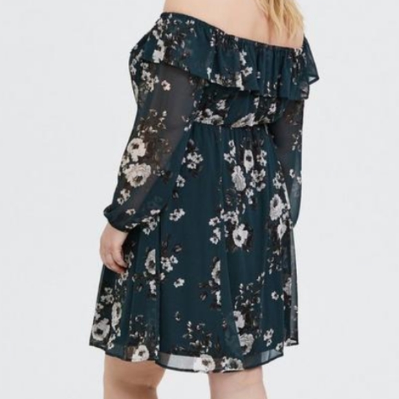 TORRID Mini Chiffon Off Shoulder Skater Dress - Picture 2 of 11